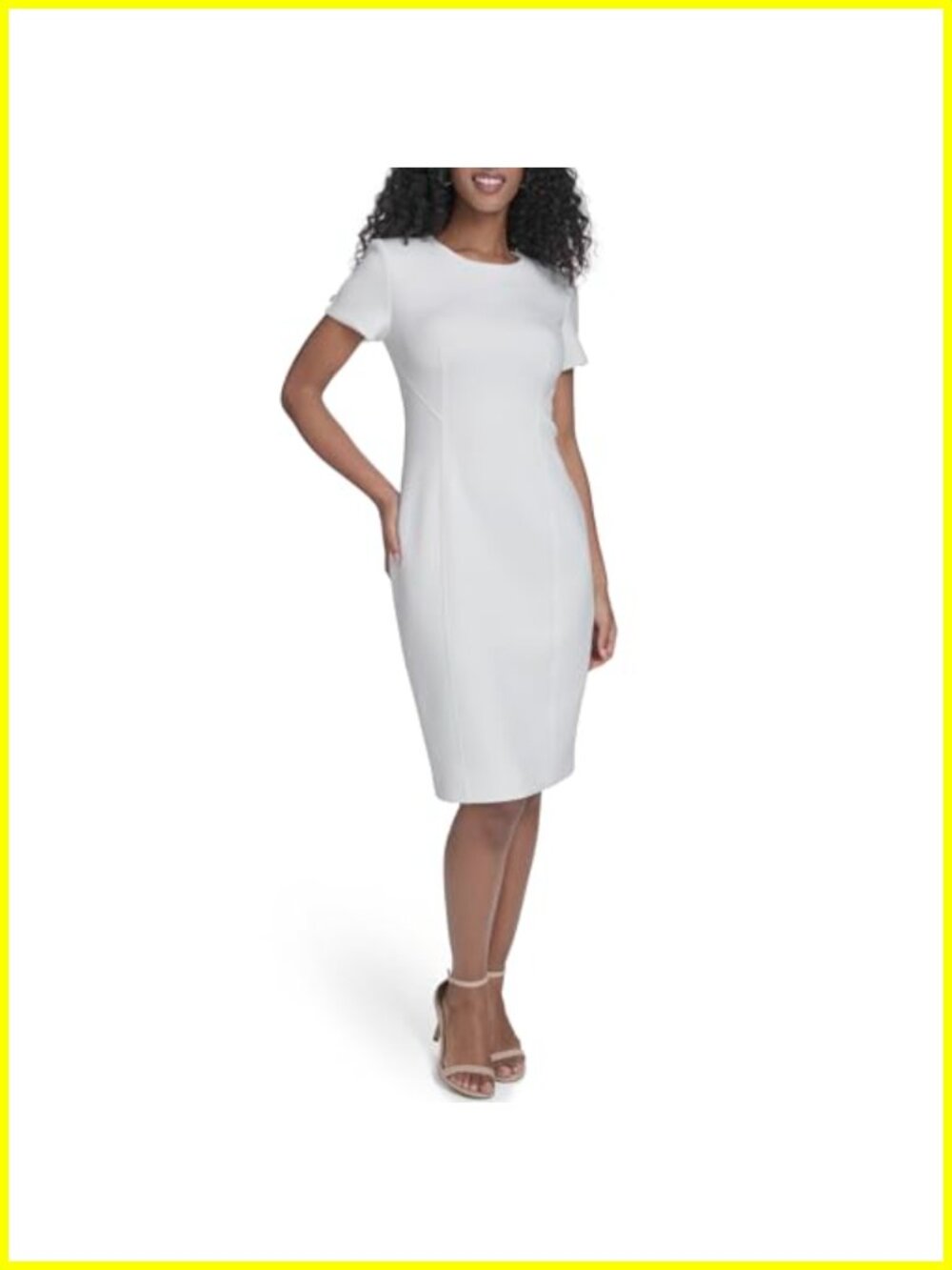Scuba Sheath Dress Short Sleeve Zipper Back